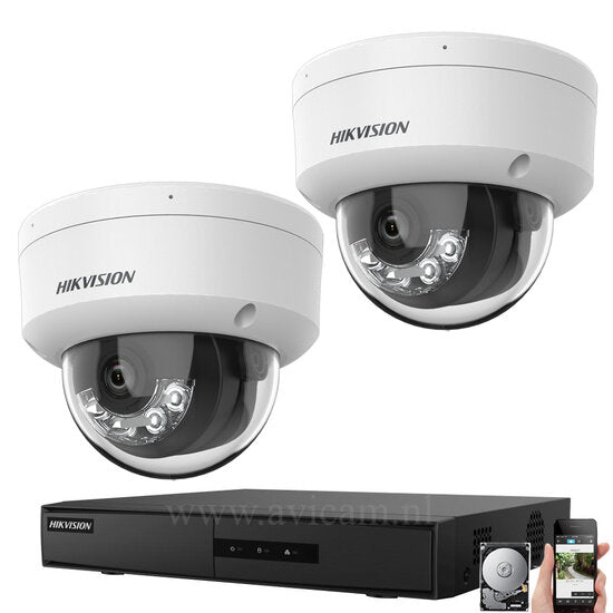 Hikvision PoE 8MP camerabewaking set met 2 dome camera's en NVR