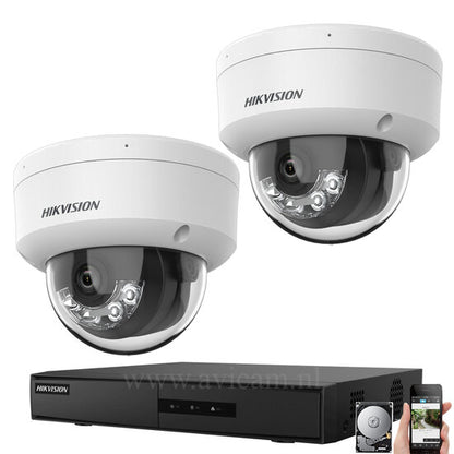 Hikvision PoE 8MP camerabewaking set met 2 dome camera's en NVR
